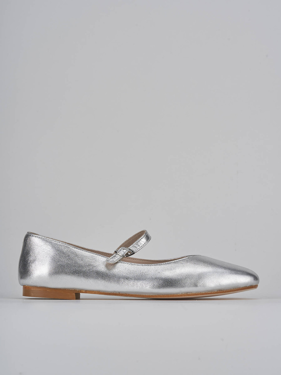 Ballerine tacco 1cm laminato argento