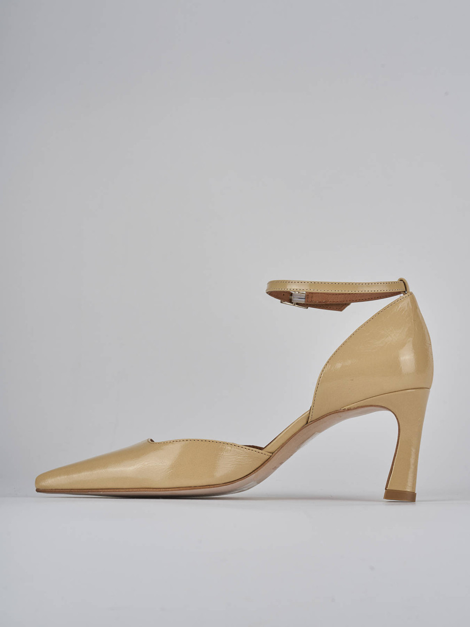 Décolleté e slingback tacco 6cm pelle marrone