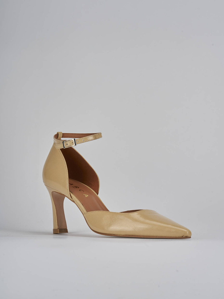 Décolleté e slingback tacco 6cm pelle marrone