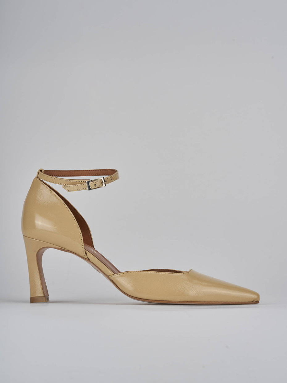 Décolleté e slingback tacco 6cm pelle marrone