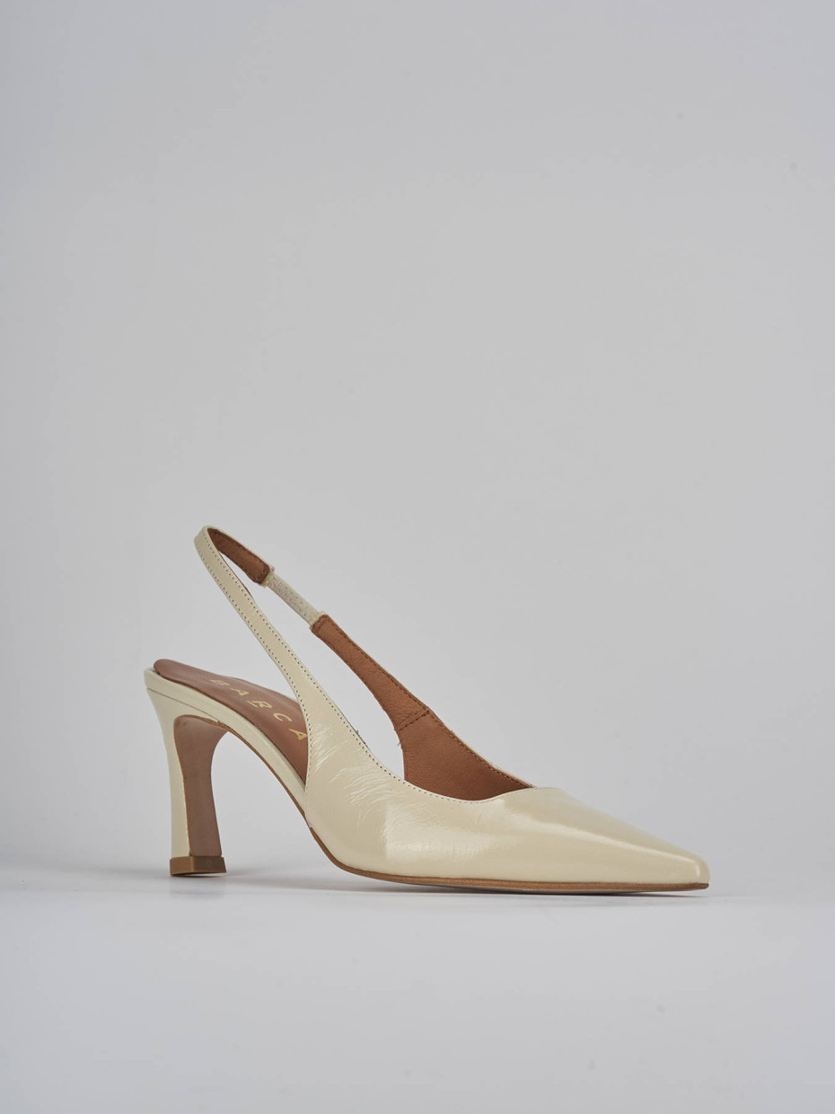 Décolleté e slingback tacco 6cm pelle bianco