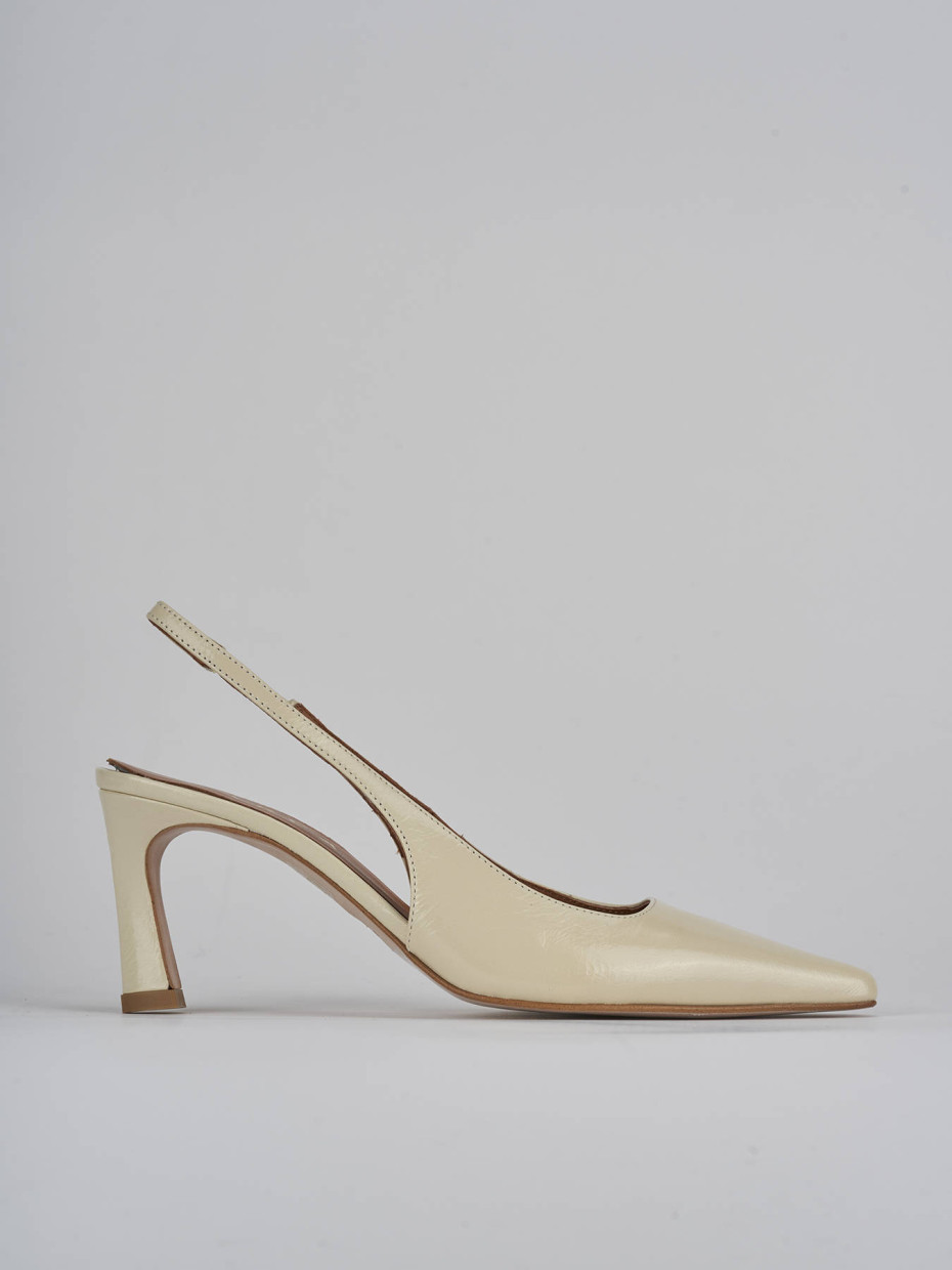 Décolleté e slingback tacco 6cm pelle bianco