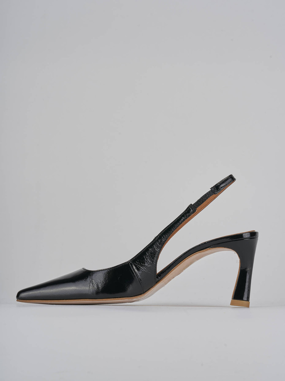 Décolleté e slingback tacco 6cm pelle nero