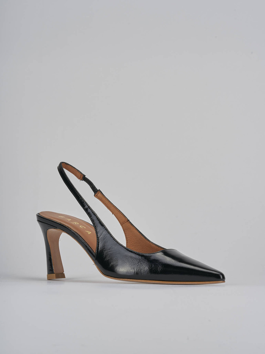 Décolleté e slingback tacco 6cm pelle nero