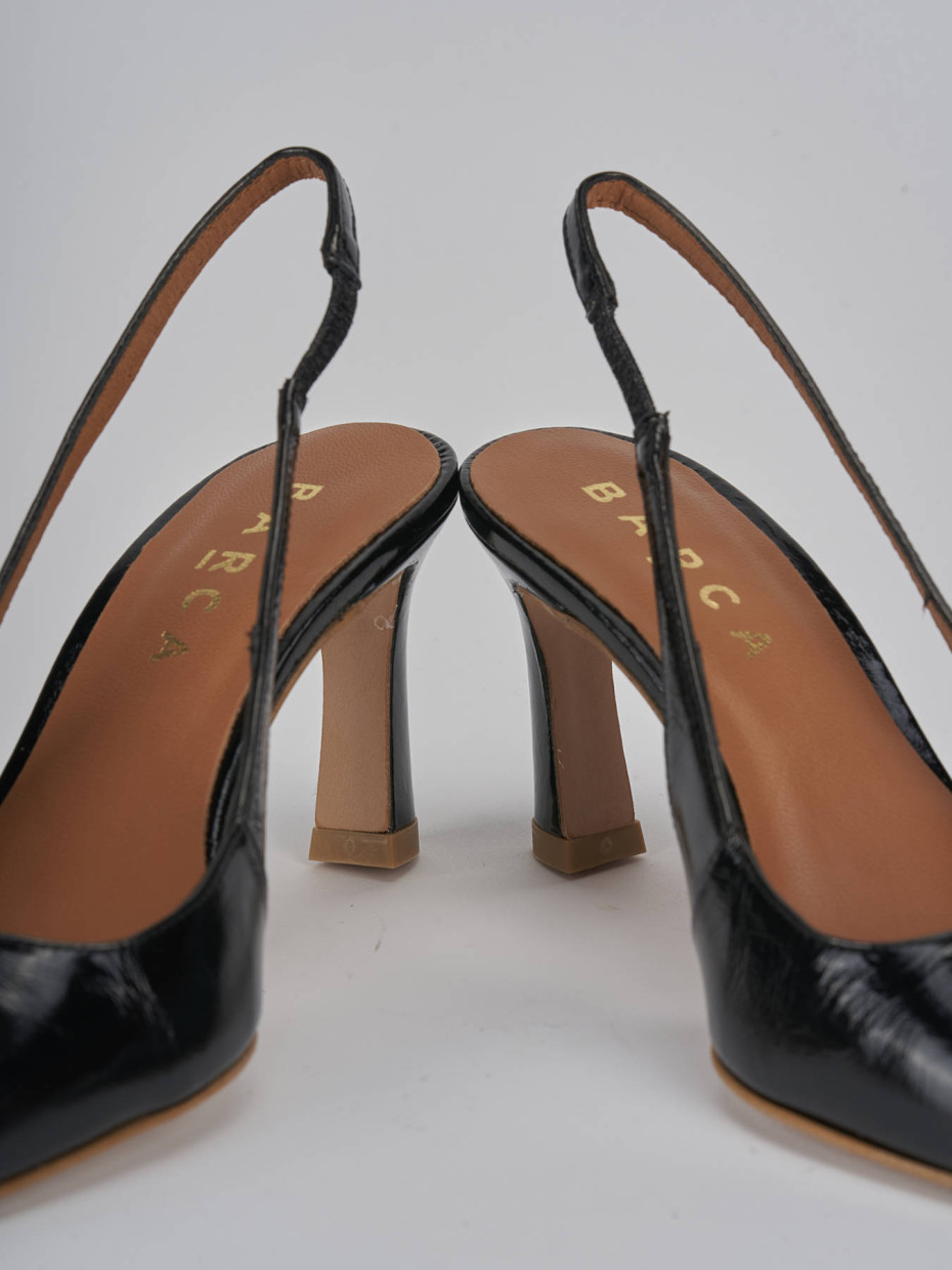 Décolleté e slingback tacco 6cm pelle nero