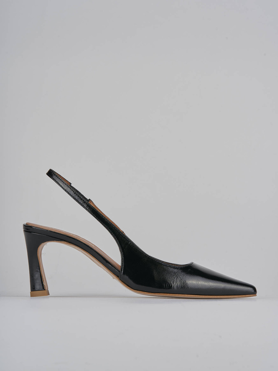 Décolleté e slingback tacco 6cm pelle nero