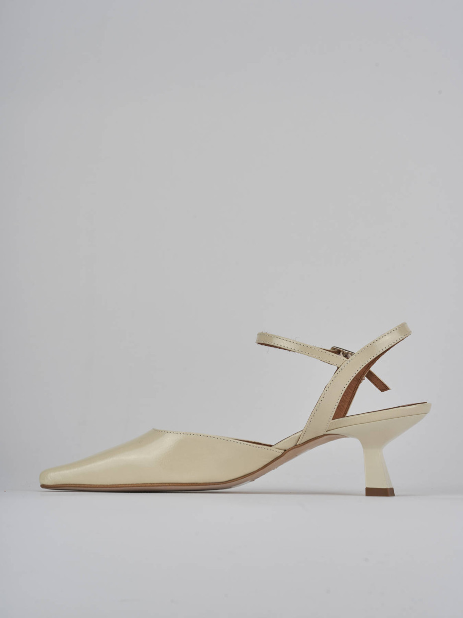 Décolleté e slingback tacco 5cm vernice bianco