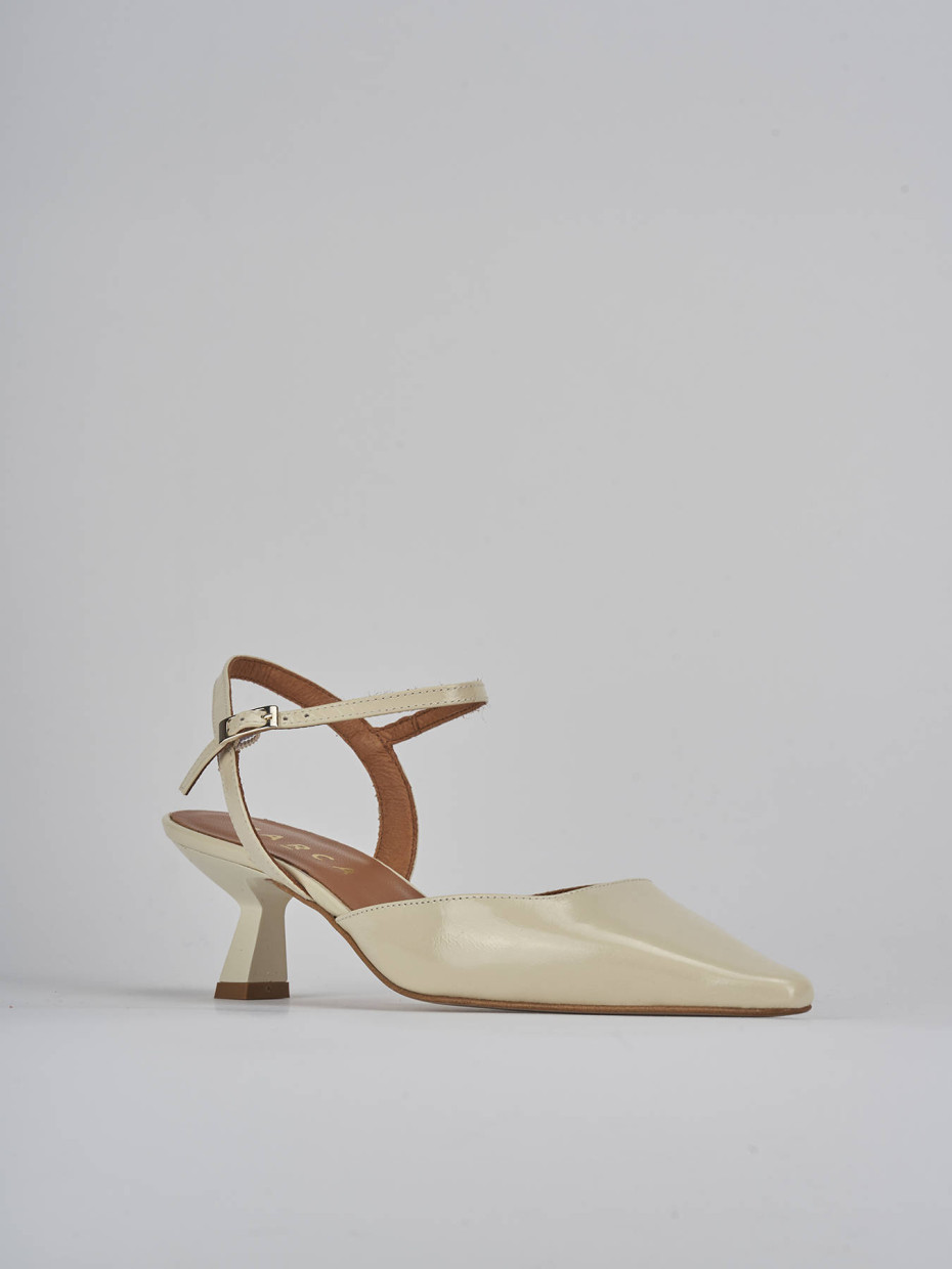 Décolleté e slingback tacco 5cm vernice bianco