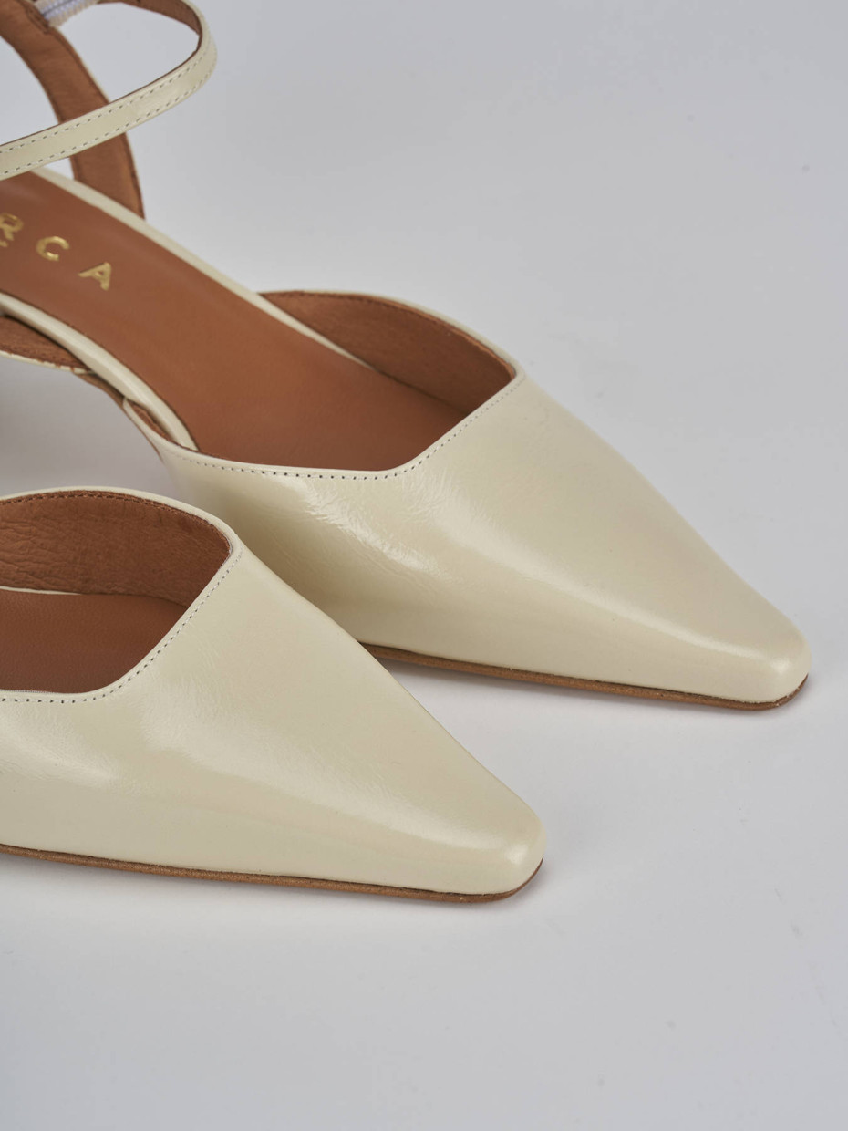 Décolleté e slingback tacco 5cm vernice bianco