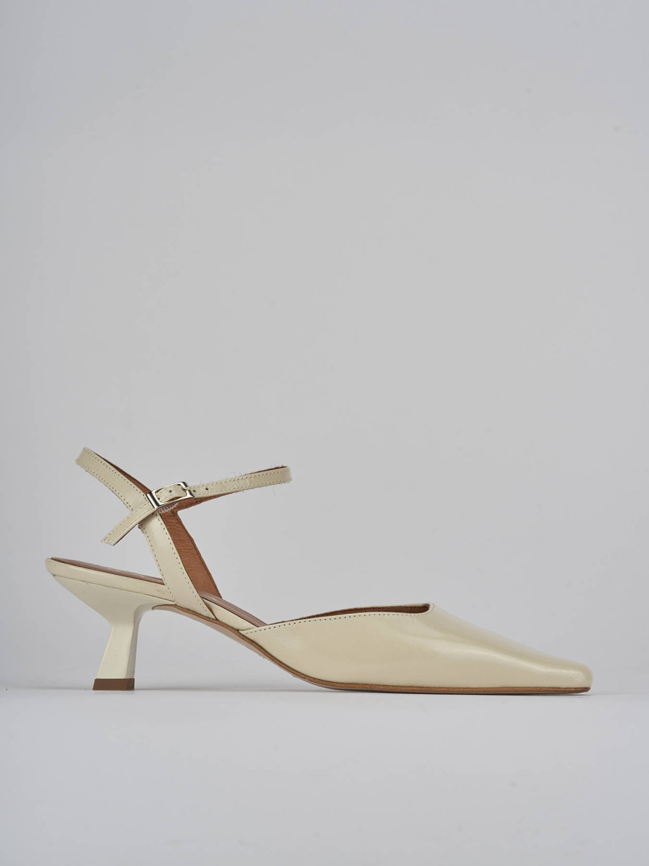 Décolleté e slingback tacco 5cm vernice bianco