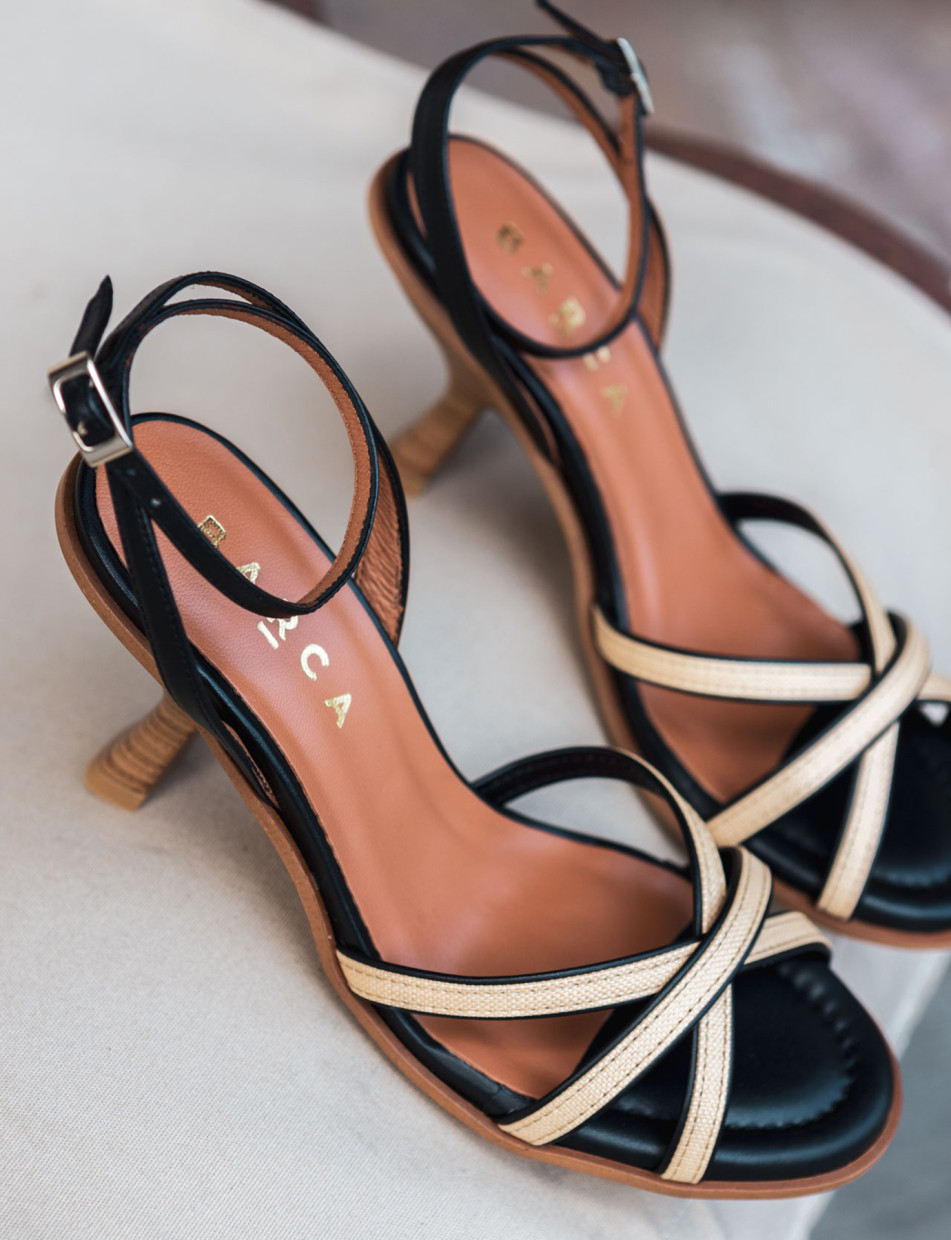 Sandali tacco 8cm pelle nero Barca Stores