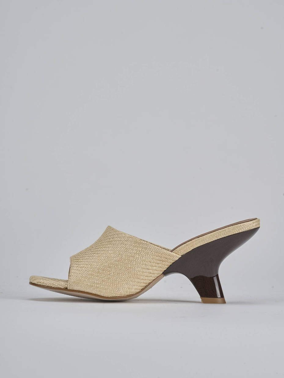 Ciabatte tacco 8cm pelle beige
