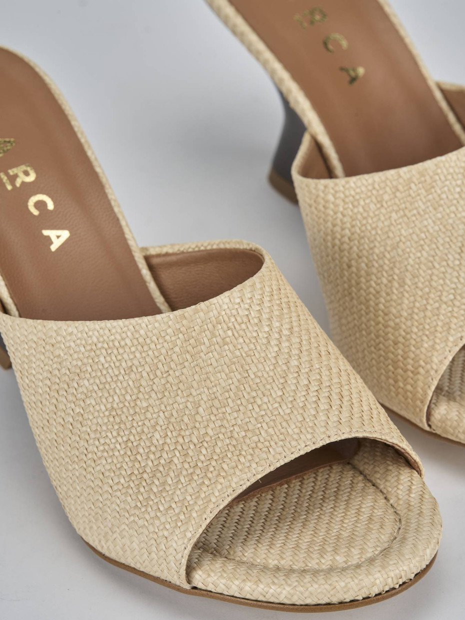Ciabatte tacco 8cm pelle beige