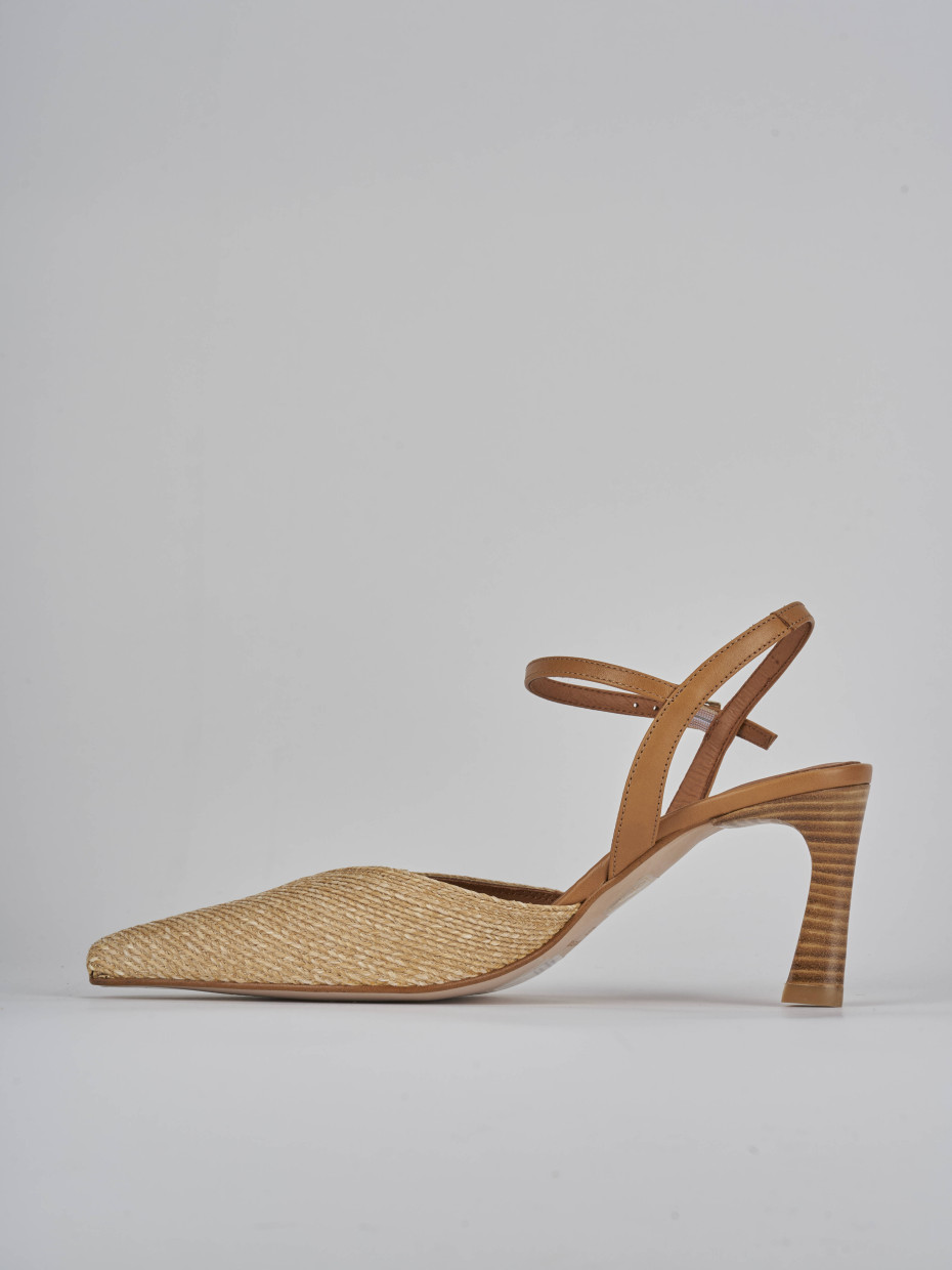 Décolleté e slingback tacco 8cm pelle beige