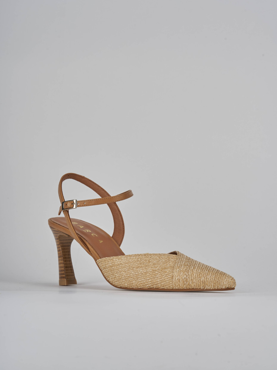 Décolleté e slingback tacco 8cm pelle beige