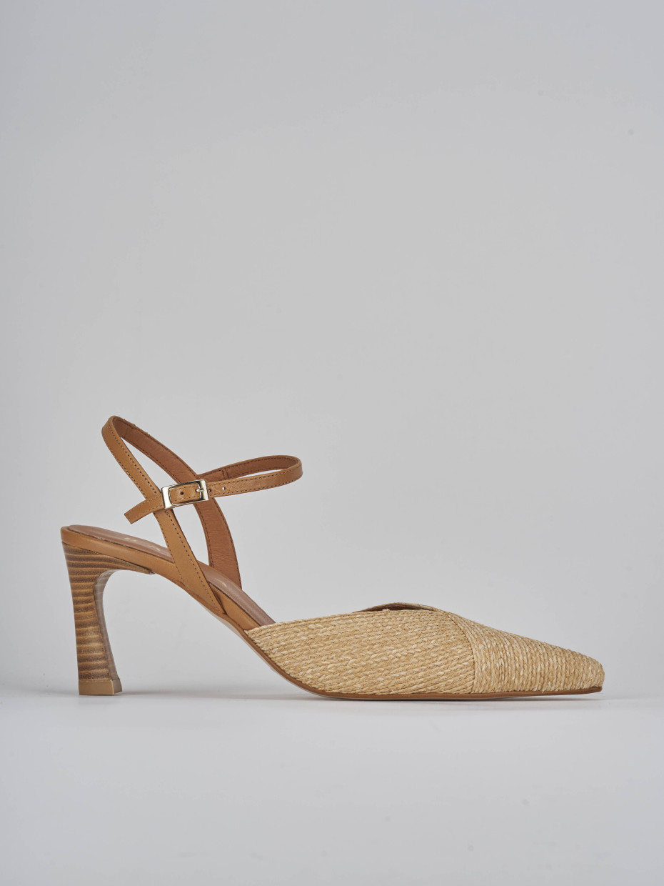 Décolleté e slingback tacco 8cm pelle beige