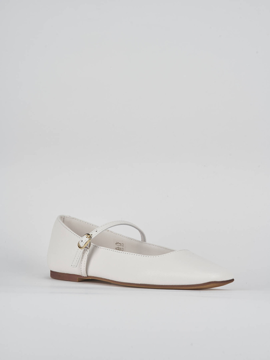 Ballerine tacco 1cm pelle bianco