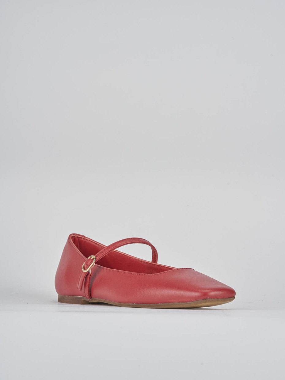 Ballerine tacco 1cm pelle rosso