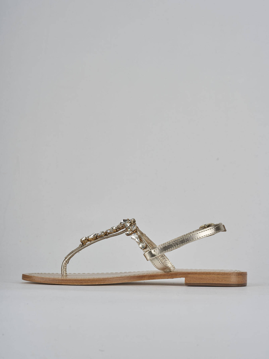 Sandali tacco 1cm pelle oro