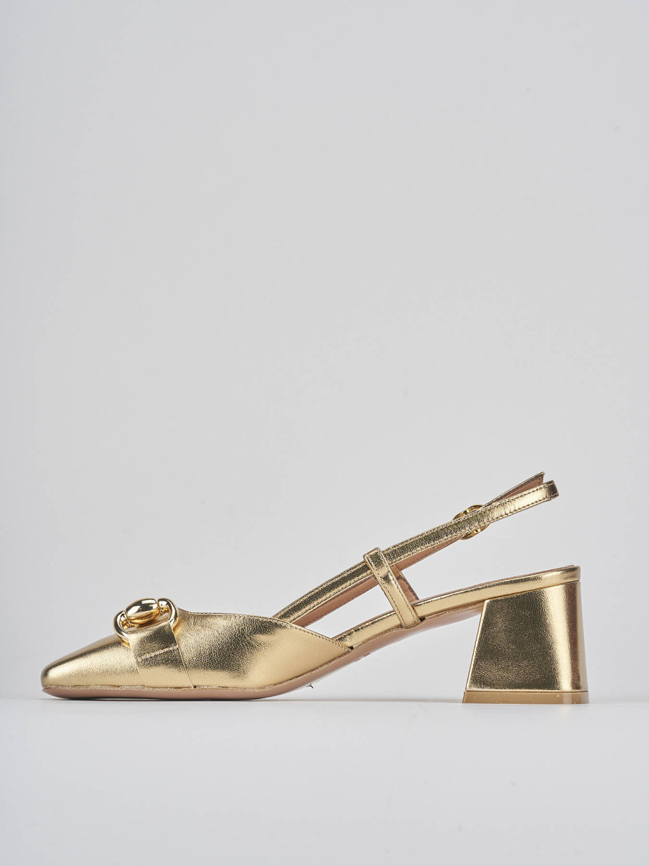 Décolleté e slingback tacco 6cm laminato oro