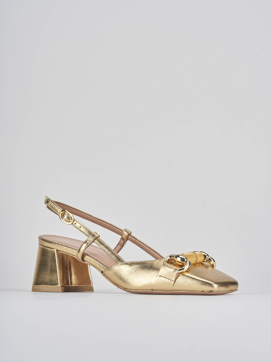 Décolleté e slingback tacco 6cm laminato oro