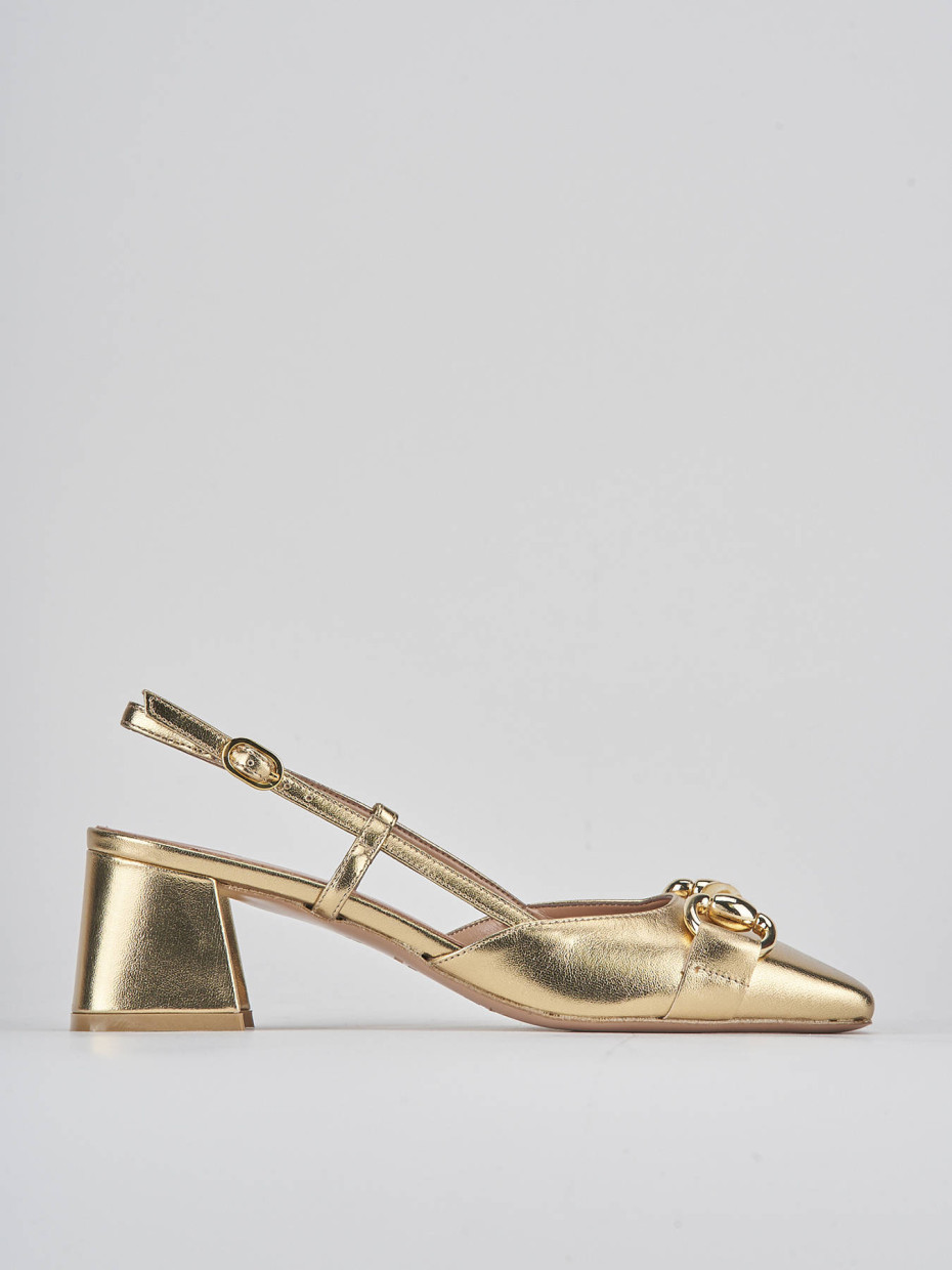 Décolleté e slingback tacco 6cm laminato oro