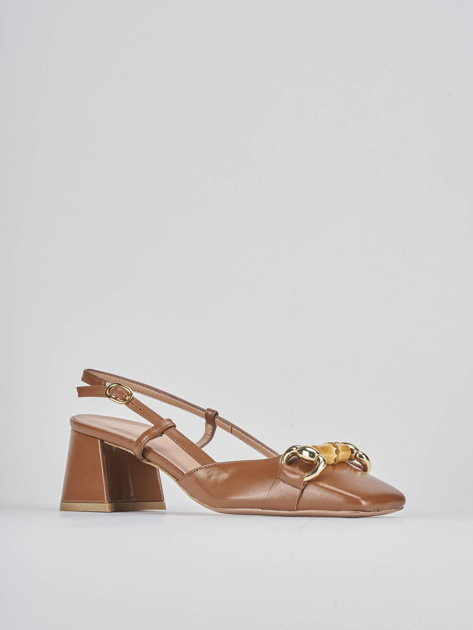 Décolleté e slingback tacco 6cm pelle testa