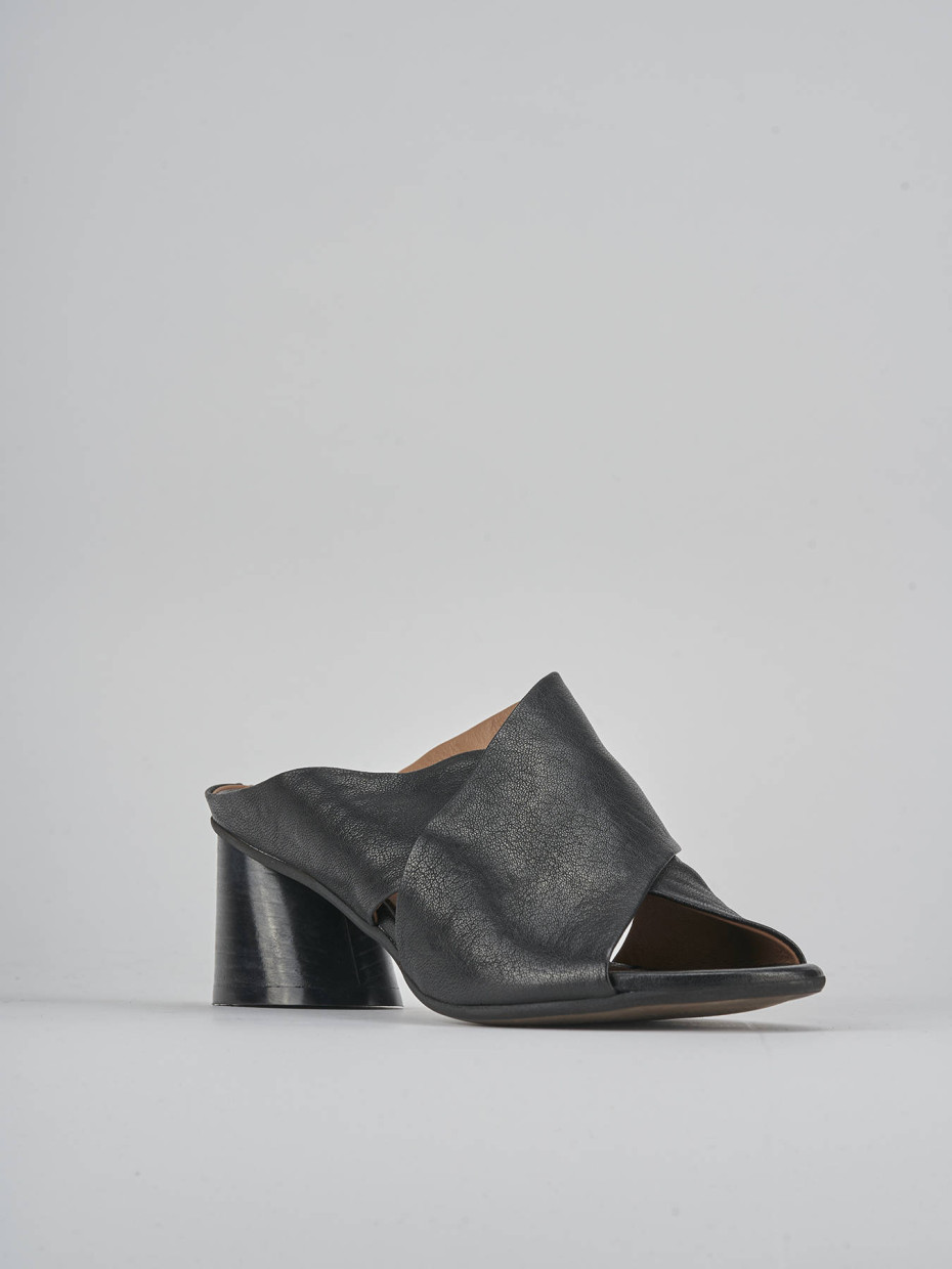 Ciabatte tacco 5cm pelle nero Barca Stores