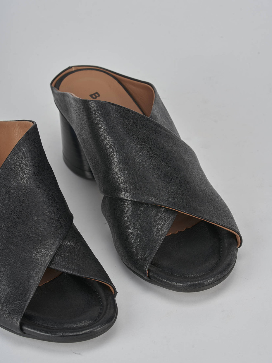 Ciabatte tacco 5cm pelle nero Barca Stores