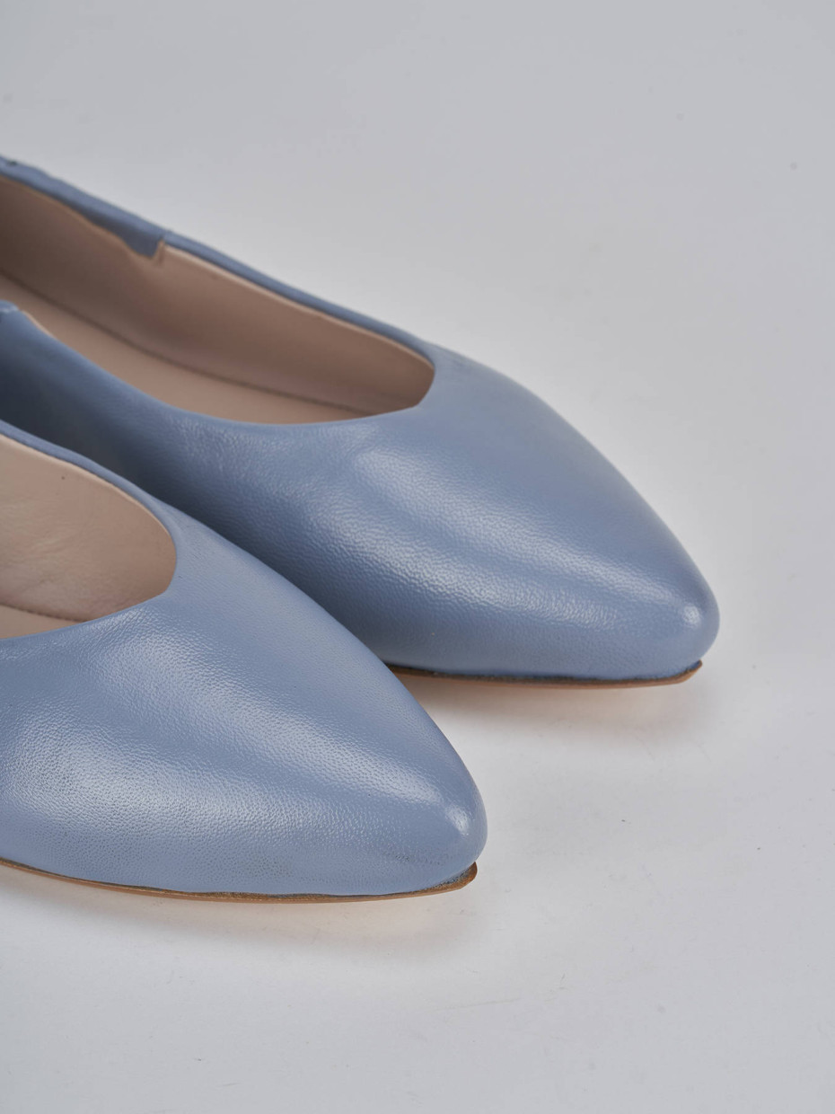 Ballerine tacco 1cm pelle azzurro