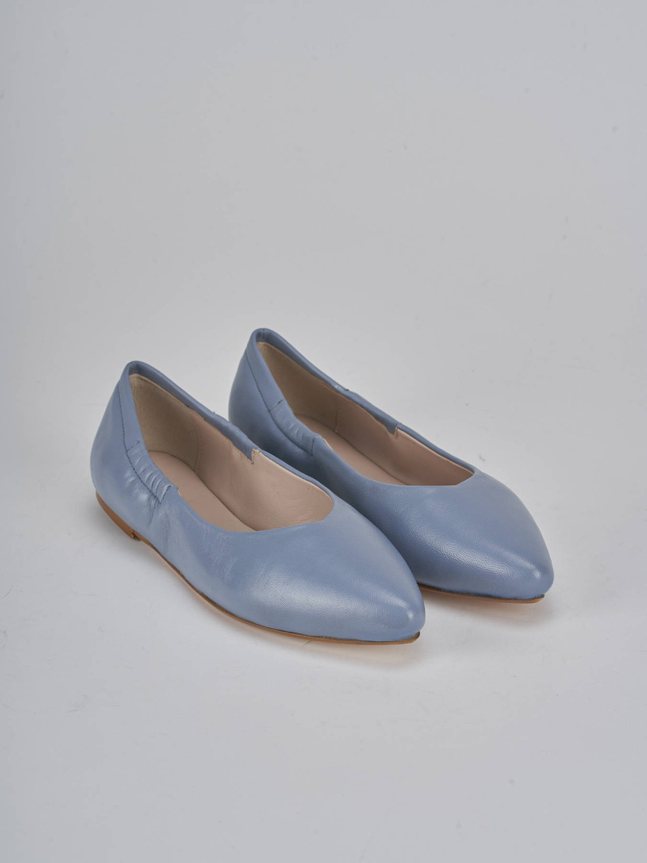 Ballerine tacco 1cm pelle azzurro