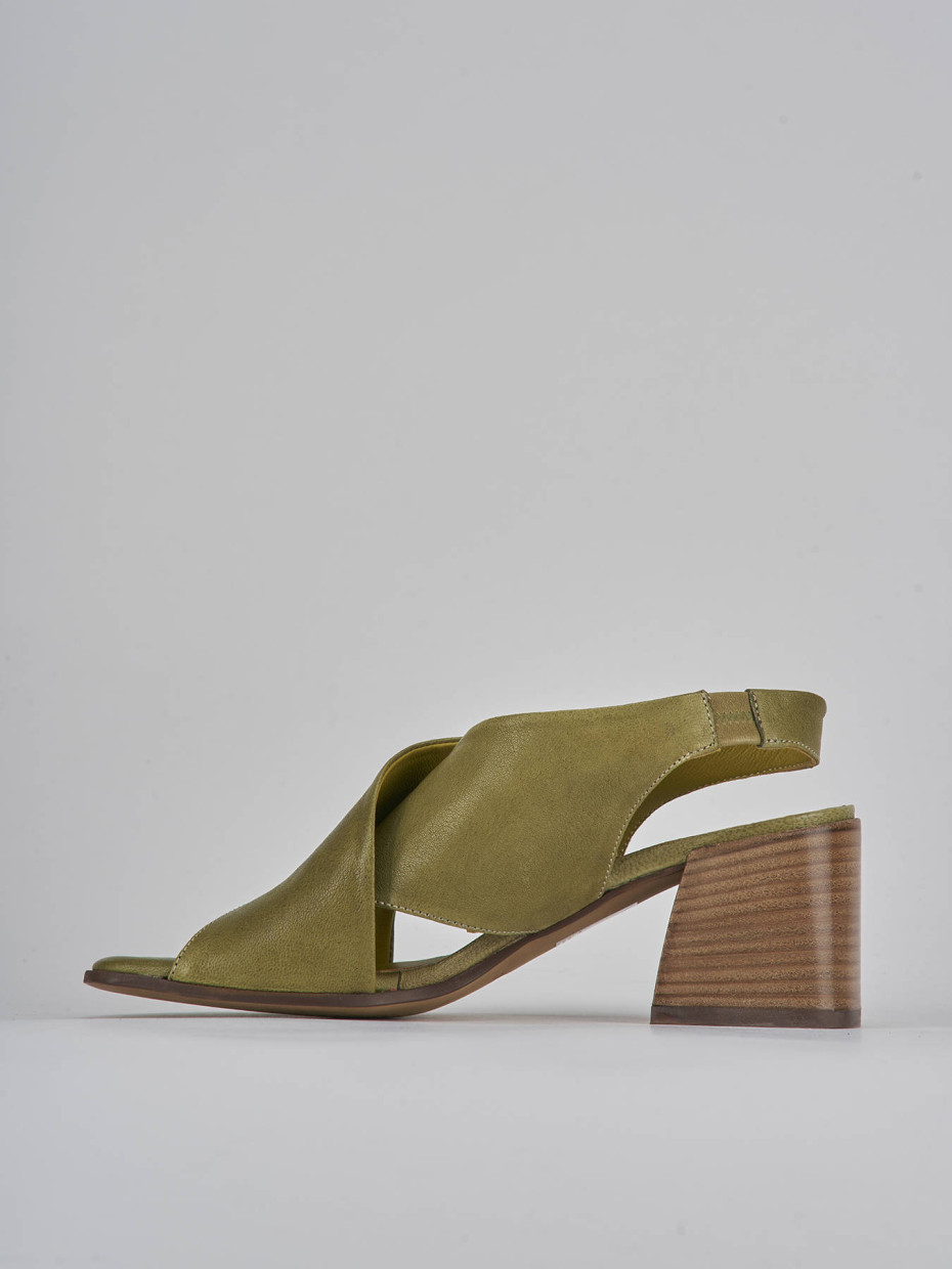 Sandali tacco 5cm pelle verde