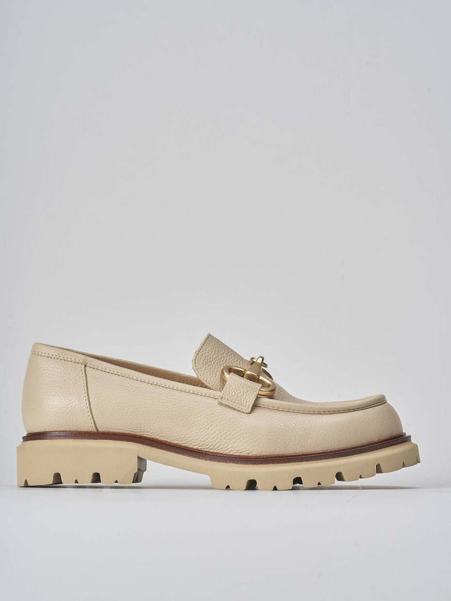 Mocassini tacco 2cm pelle marrone