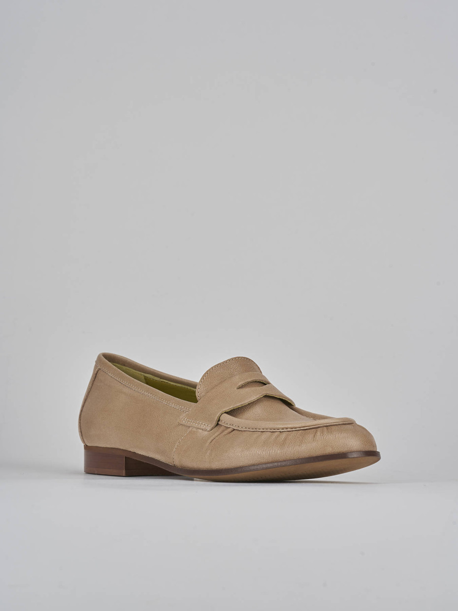 Mocassini tacco 1cm pelle beige