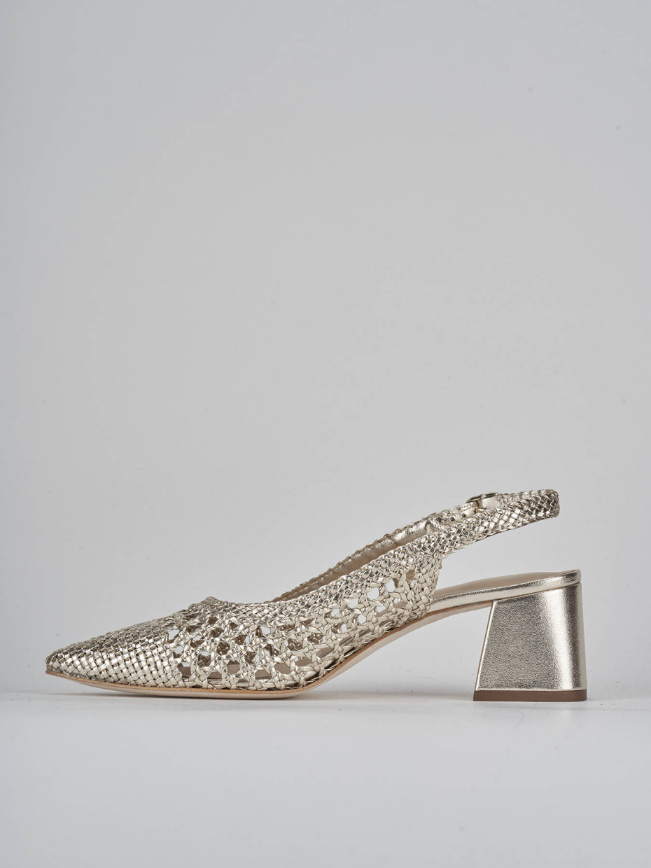 Décolleté e slingback tacco 5cm pelle oro