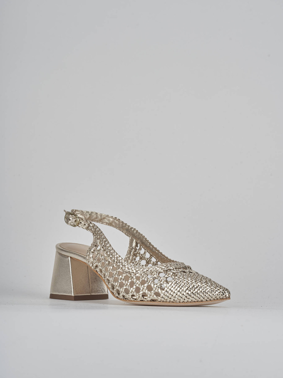 Décolleté e slingback tacco 5cm pelle oro