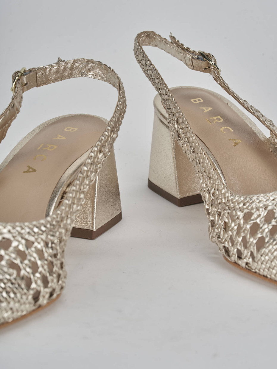 Décolleté e slingback tacco 5cm pelle oro