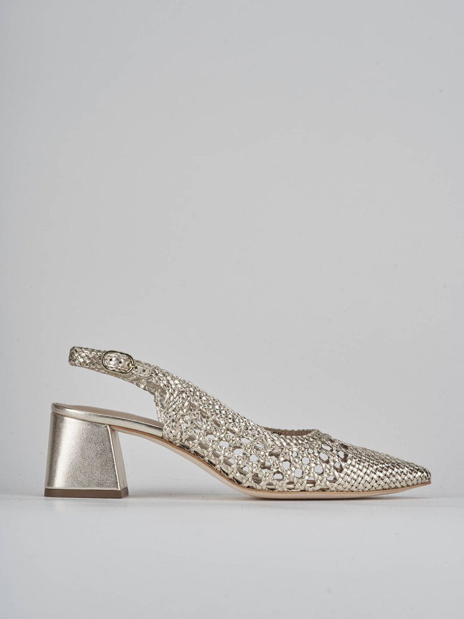 Décolleté e slingback tacco 5cm pelle oro