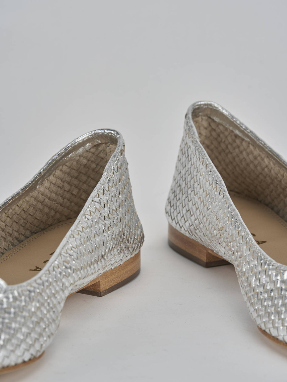 Ballerine tacco 1cm pelle argento