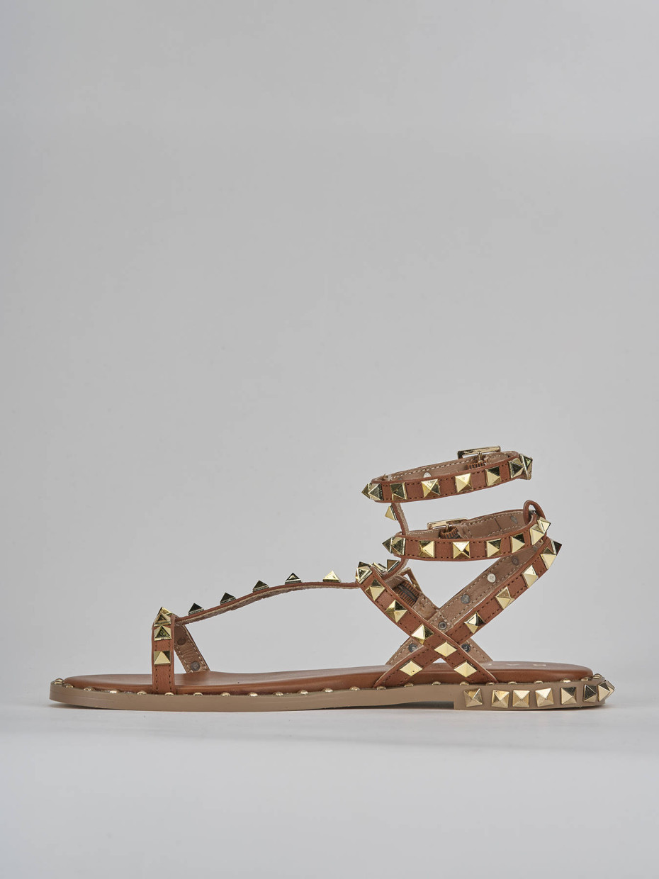 Sandali tacco 1cm pelle marrone