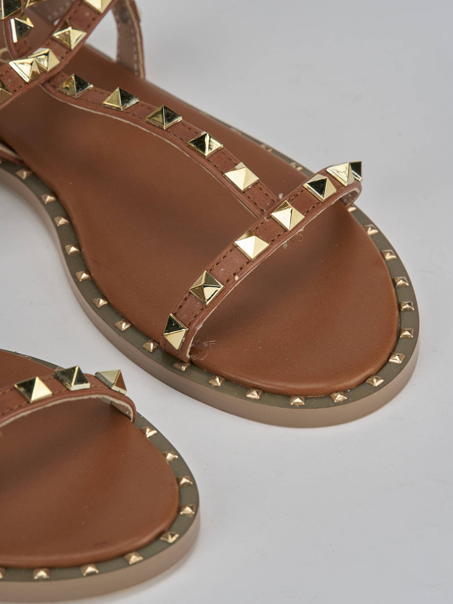 Sandali tacco 1cm pelle marrone