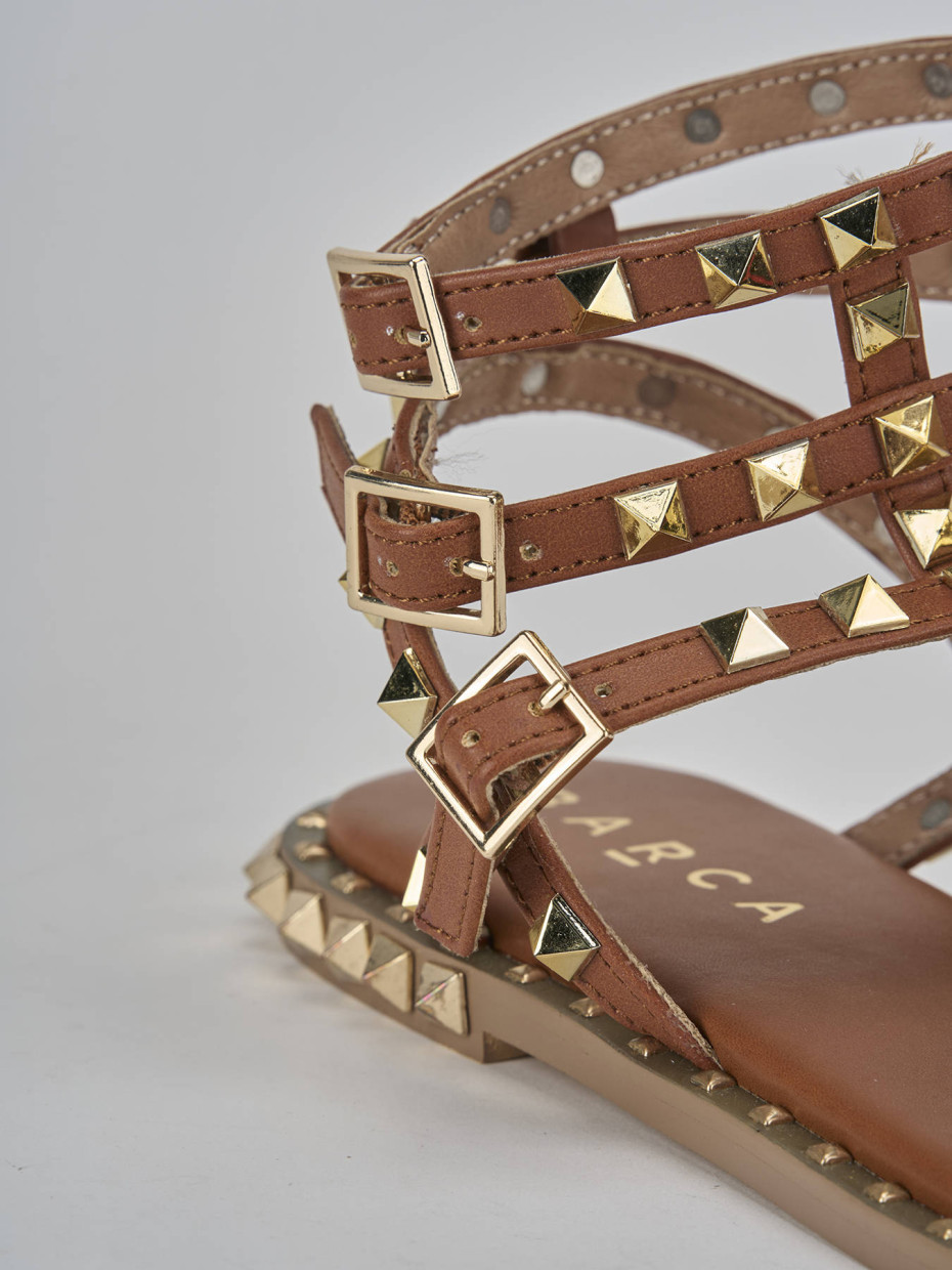 Sandali tacco 1cm pelle marrone