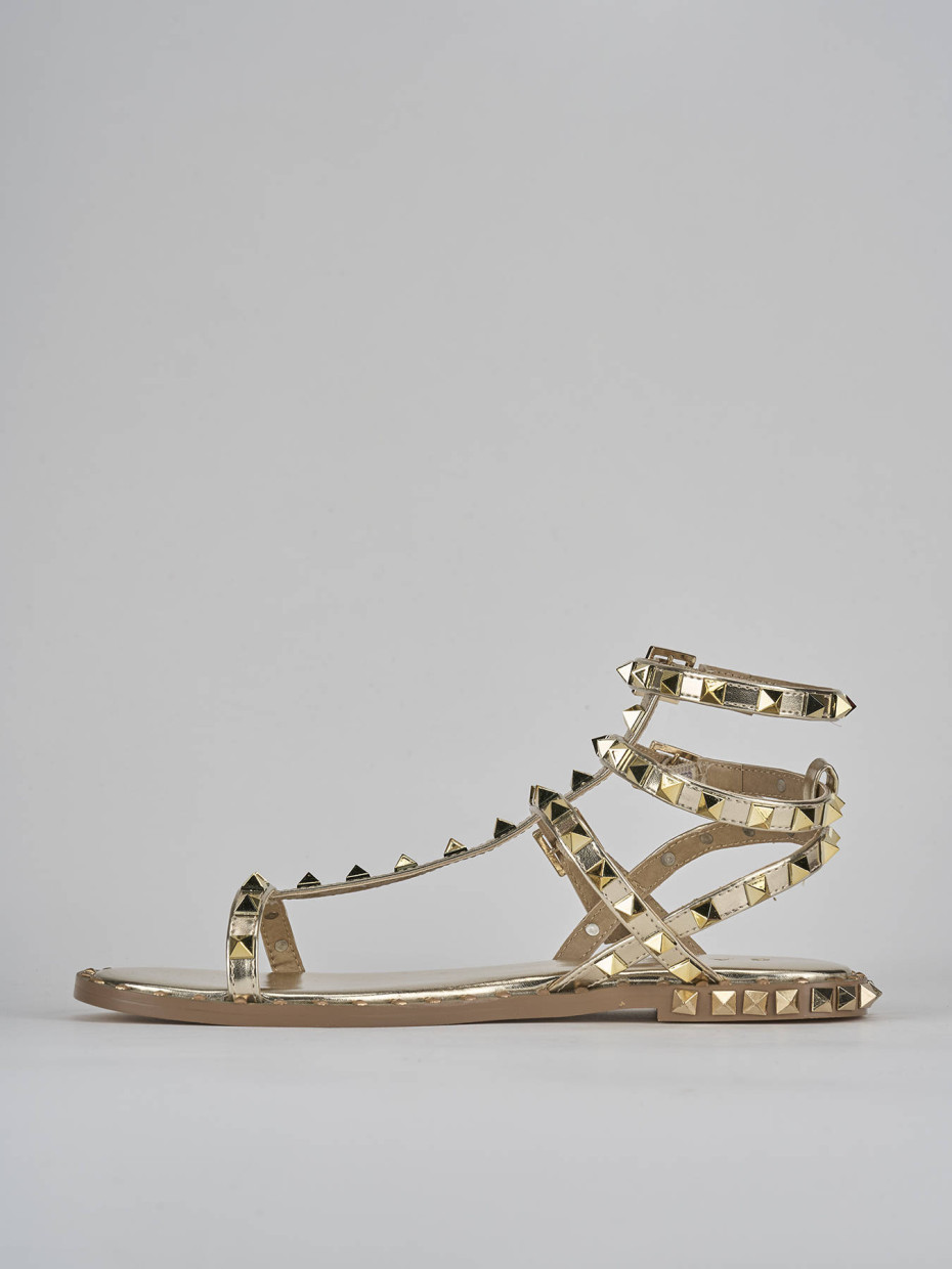 Sandali tacco 1cm pelle oro