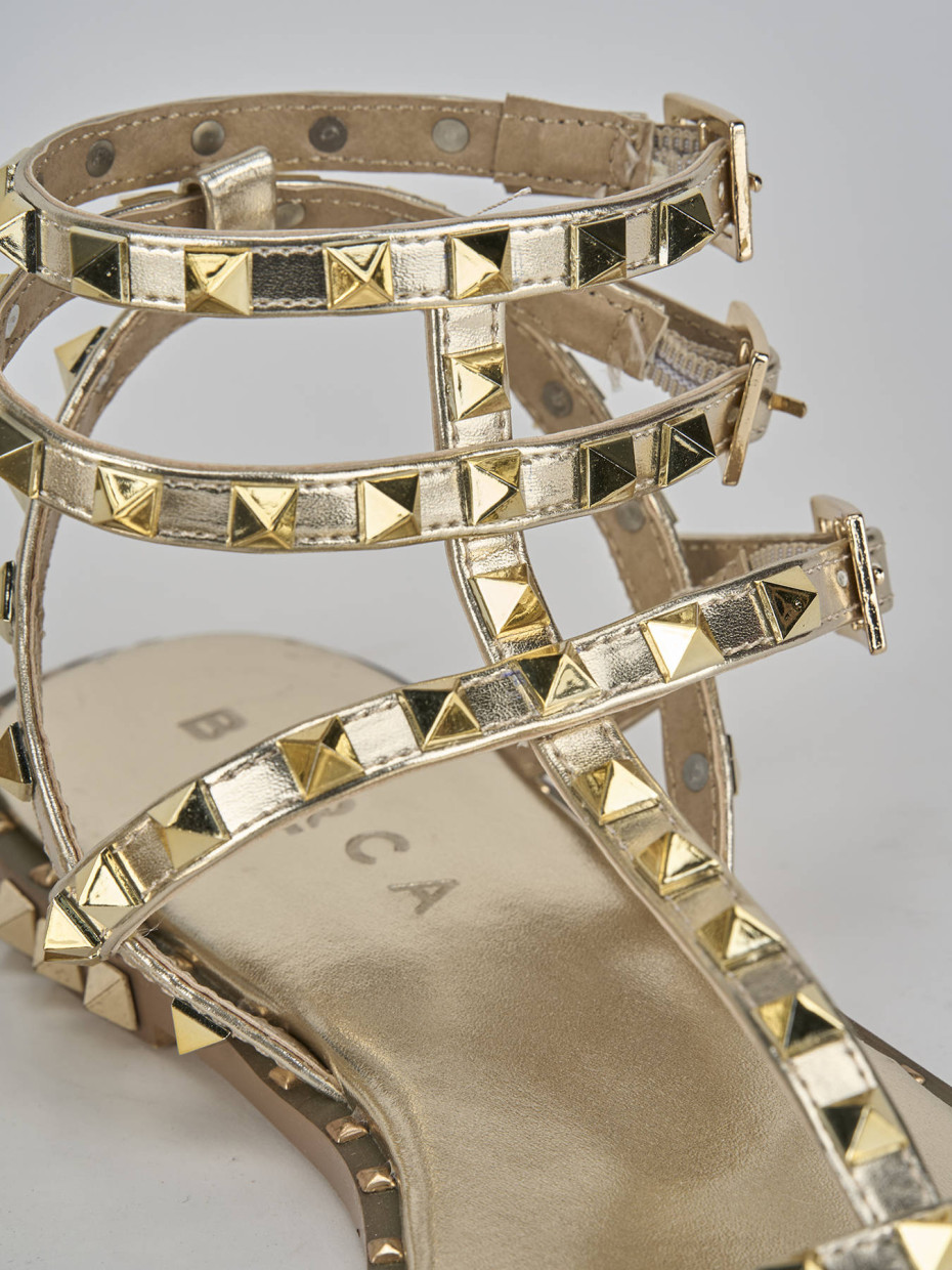 Sandali tacco 1cm pelle oro