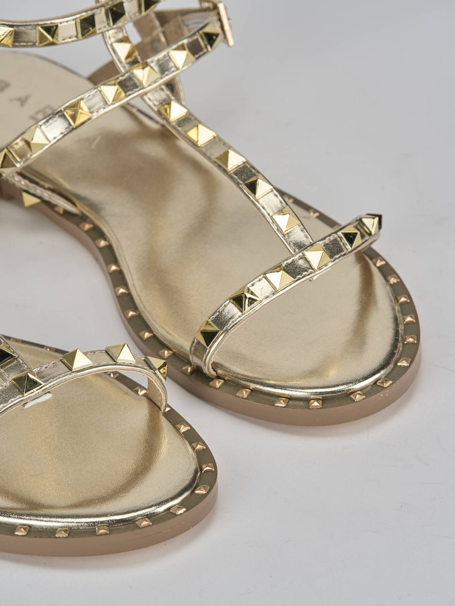 Sandali tacco 1cm pelle oro