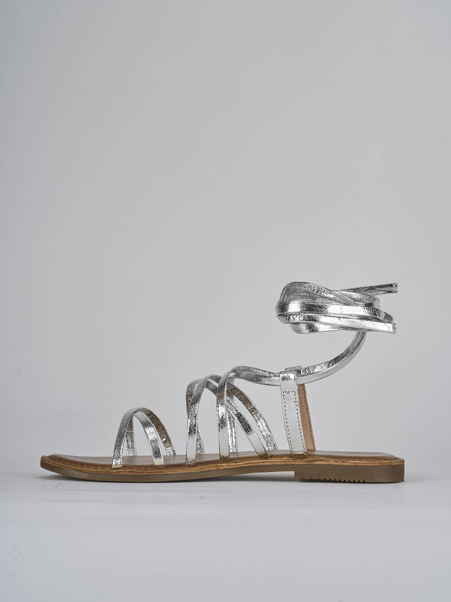 Sandali tacco 1cm pelle argento