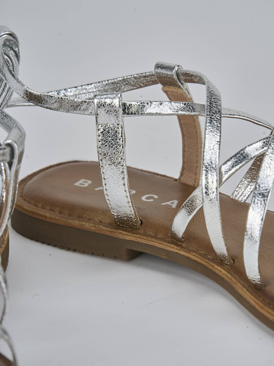 Sandali tacco 1cm pelle argento