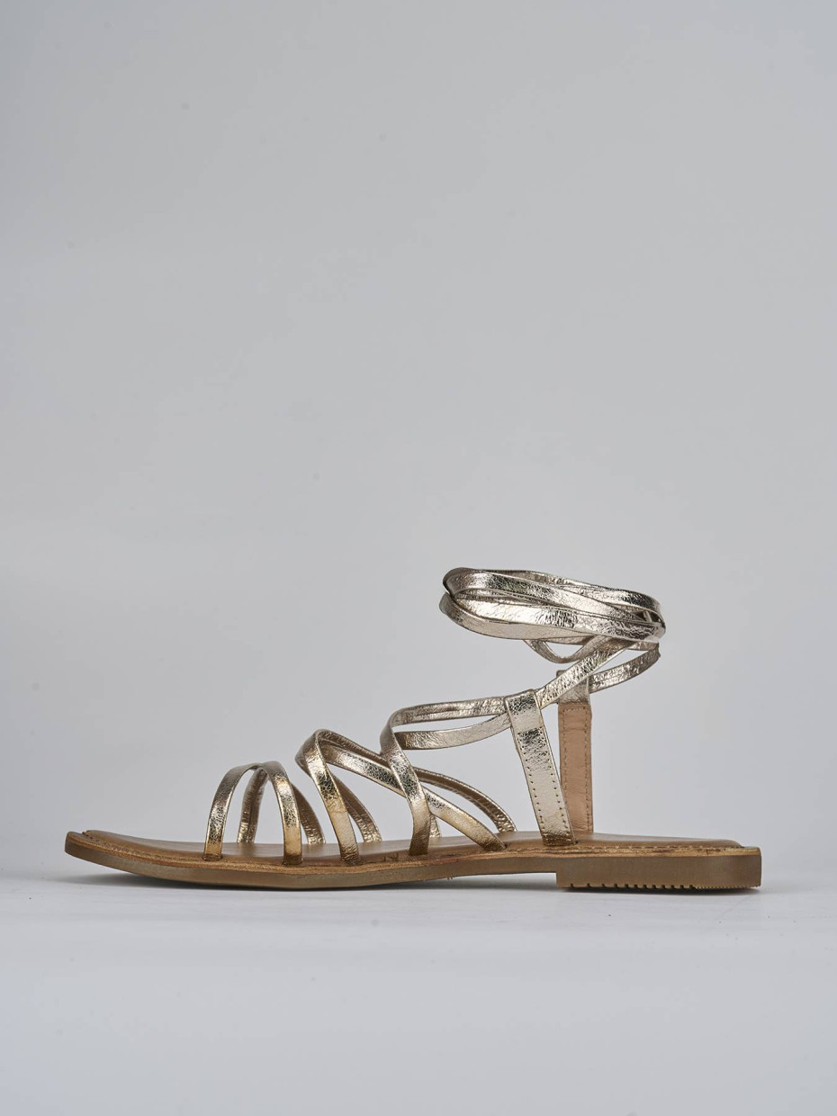 Sandali tacco 1cm pelle oro
