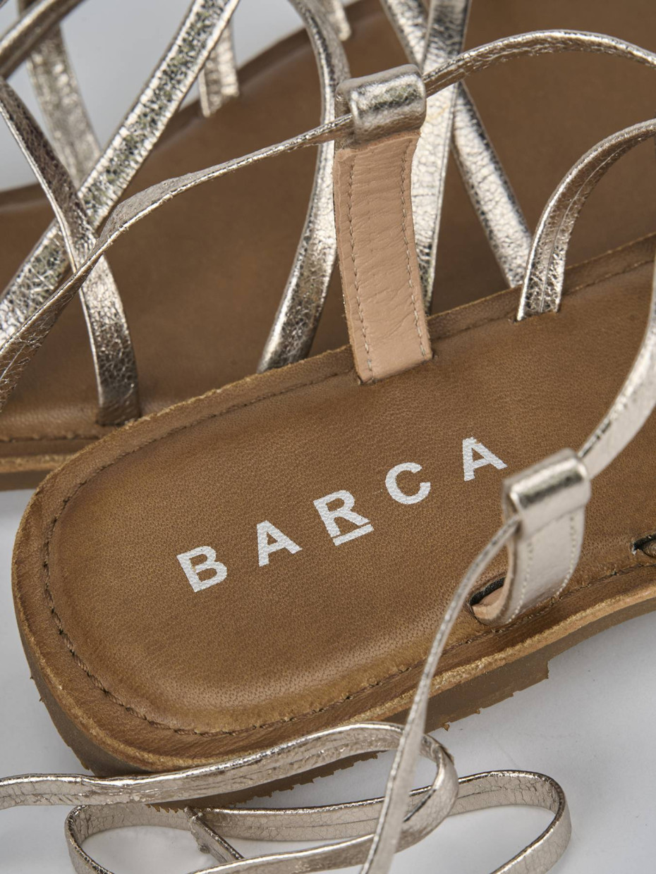 Sandali tacco 1cm pelle oro