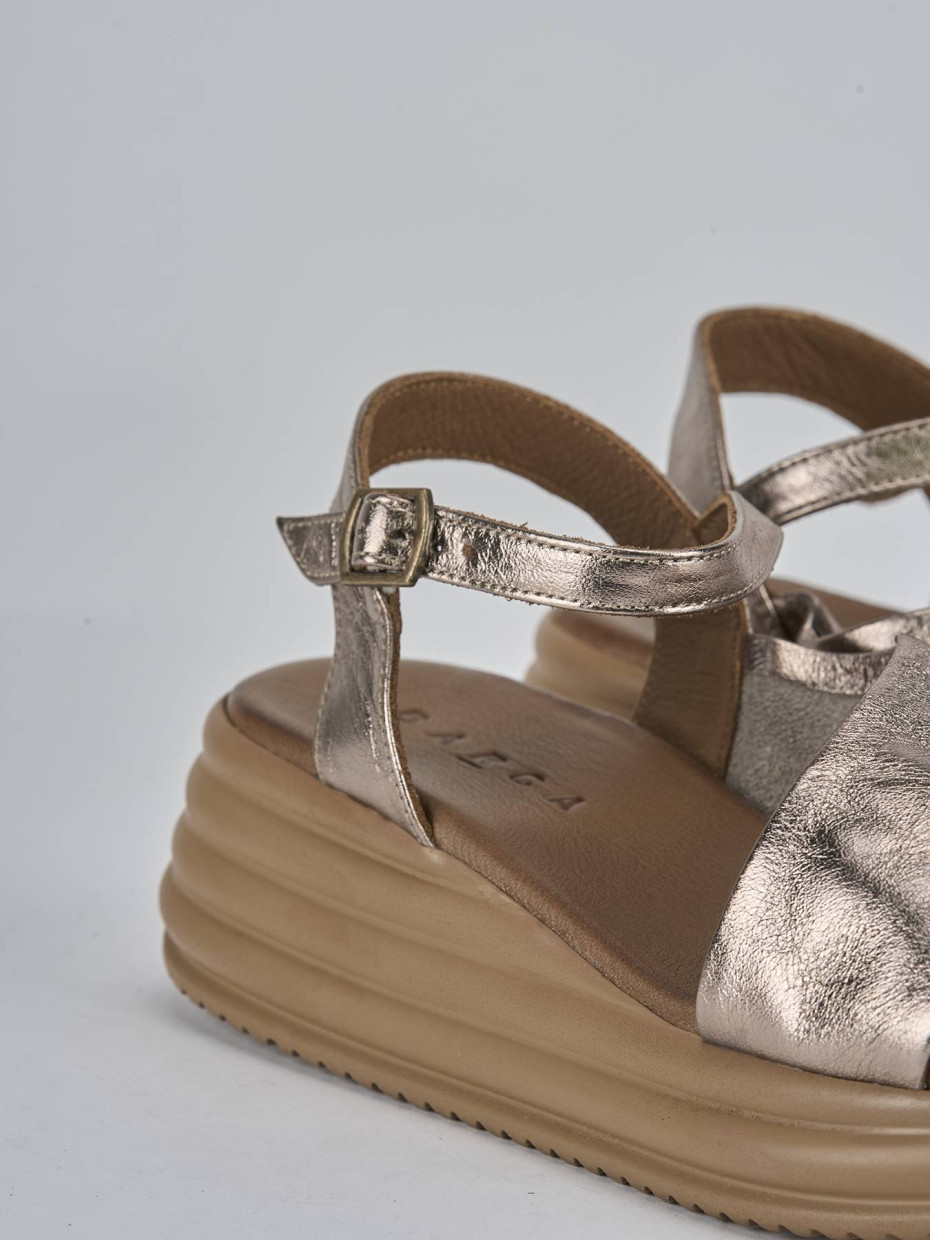Sandali zeppa tacco 6cm pelle bronzo